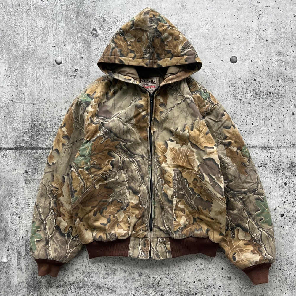 Vintage Walls Jacket Mens Medium Brown Camo Hooded Thinsulate USA Made Hunting